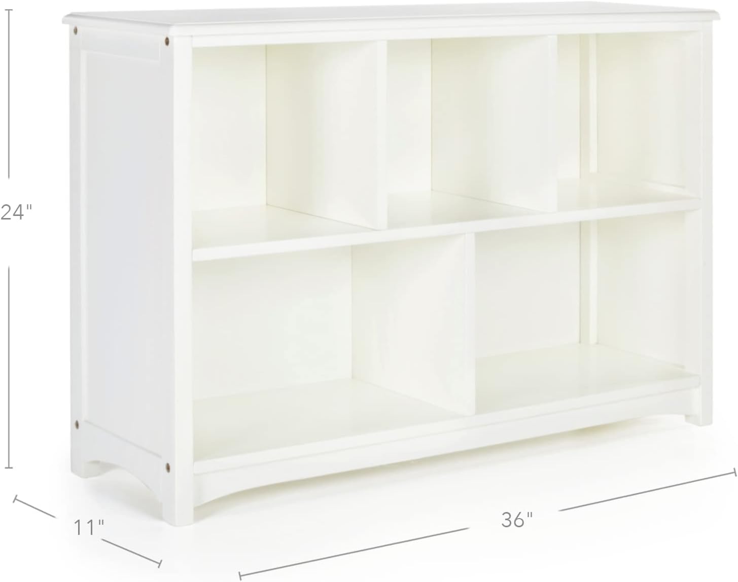 Guidecraft Classic White Bookshelf: Children's 5 Compartment Toy, Bin, Art, Clothes and Bookcase - Wooden Playroom and Bedroom Storage Furniture for Kids