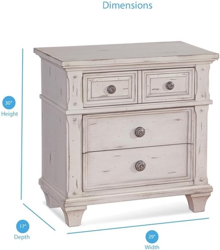 American Woodcrafters Sedona Antique White Wood 3-Drawer Nightstand