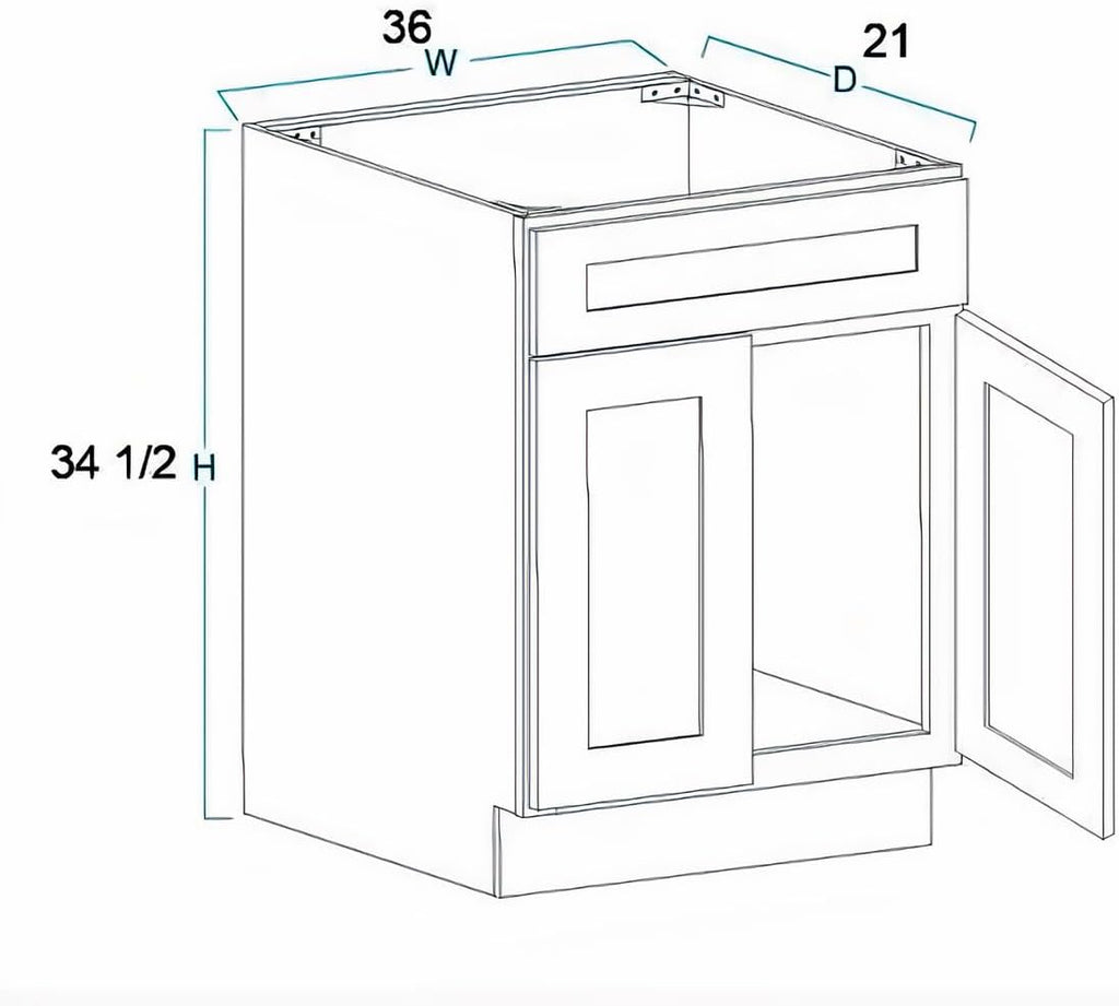 36' Antique White Bathroom Vanity Base – Ready-to-Assemble Sink Cabinet, Freestanding Bathroom Vanity Base Only, No Top or Sink