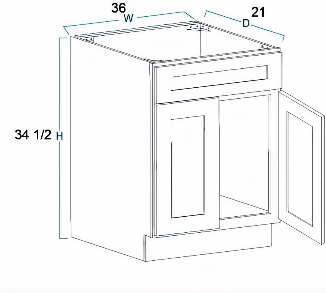 36' Antique White Bathroom Vanity Base – Ready-to-Assemble Sink Cabinet, Freestanding Bathroom Vanity Base Only, No Top or Sink