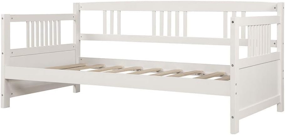 Harper & Bright Designs Twin Daybed Frame, Solid Wood Daybed Frame,No Box Spring Needed, White Daybed