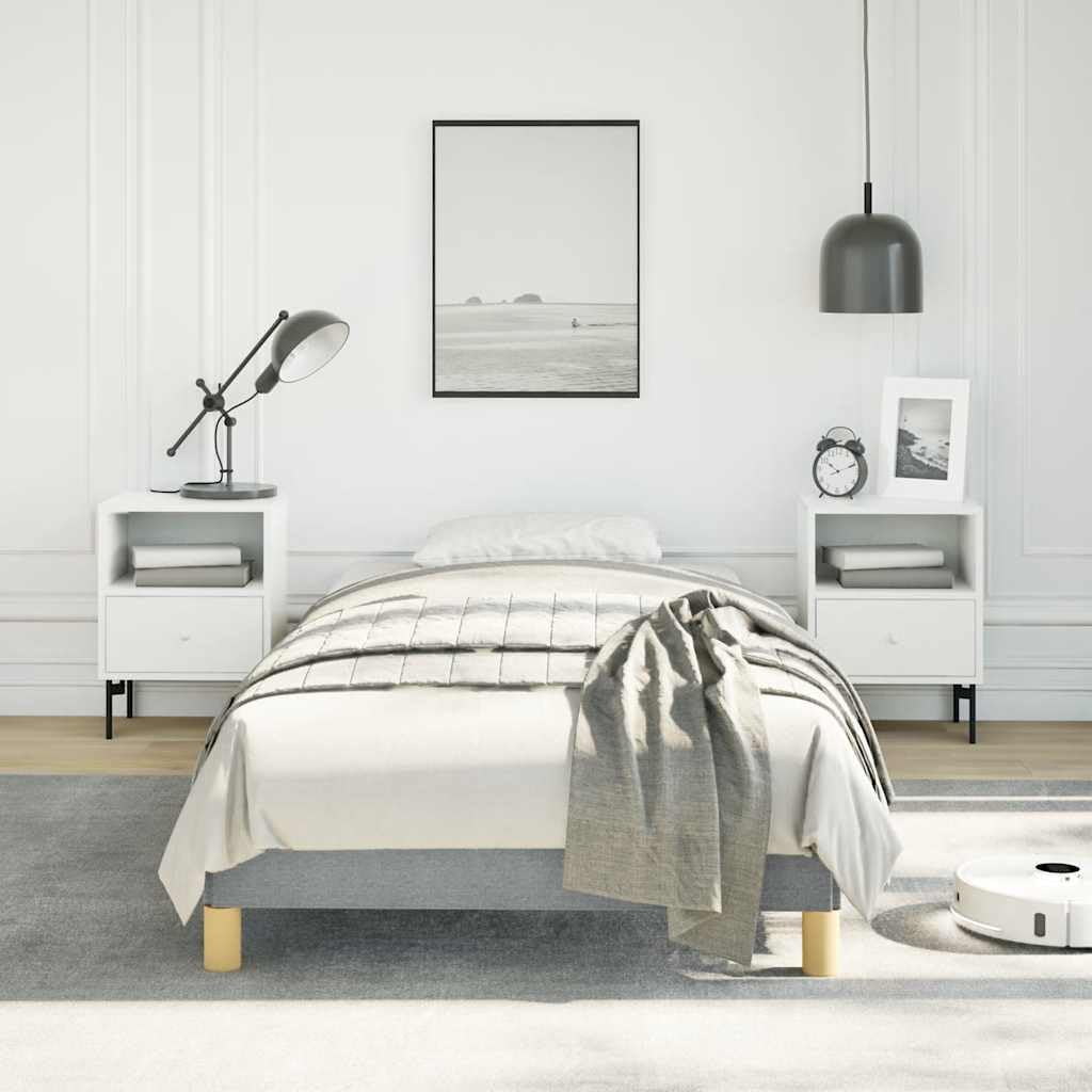 Light Grey Twin Fabric Bed Frame with Modern Design, Breathable Polyester Upholstery and Sturdy Support, Easy Assembly Included, Solid Wood Construction for Bedroom Decor