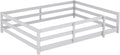 Modern Classic Full Size Bed Frame with Fence, Sturdy Wood Montessori Floor Bed for s, Boys, Girls, Dorm, Bedroom, House, Easy to Assemble, Noise-Free Design, No Box Spring Needed,Grey-Ful