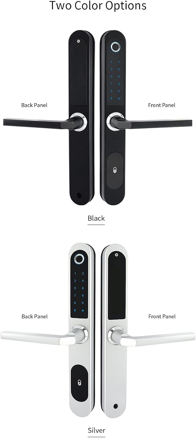 Waterproof Fingerprint Lock Outdoor Gate Lock App Code Keyless Smart Lock Digital Electronic Door Lock for Glass Door (Color : Black Right Pull, Size : 4585)