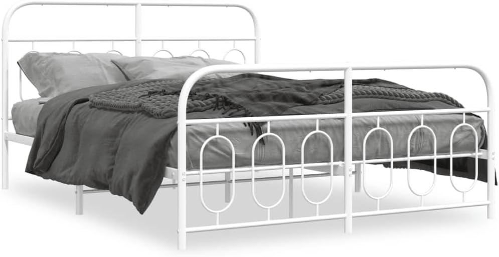 White King Size Metal Bed Frame with Platform Storage, Sturdy Steel Construction and Modern Rectangular Design for Bedroom, Easy Assembly with Screwdriver, Supports Two