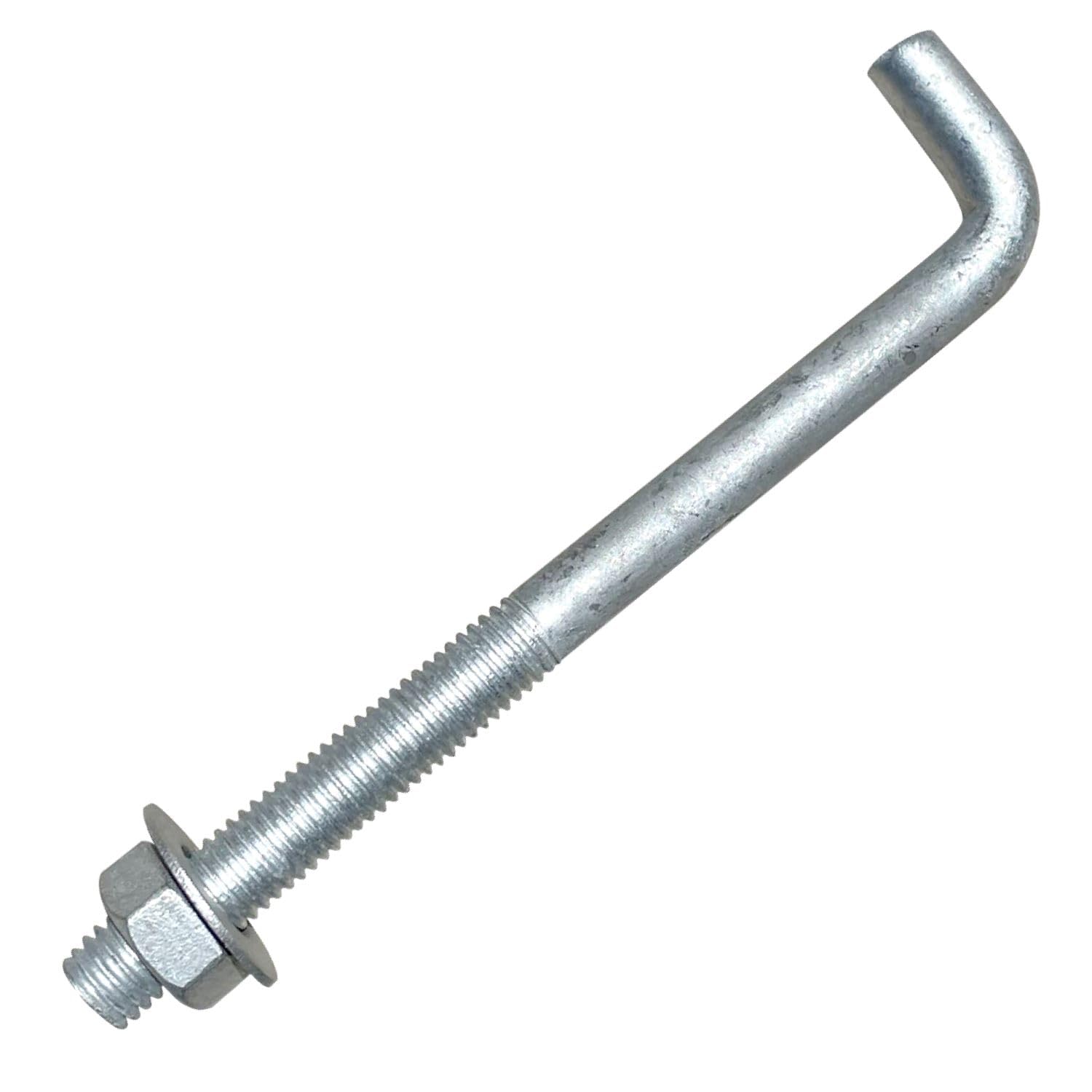 Sandbaggy 5/8' X 8' Threaded Concrete Anchor L-Bolts (Nuts & Washers Included) - Hot Dipped Galvanized - Sill Plate, Base Plate, Masonry, Wood, Cement Anchors, J Bolt (75, 5/8' x 8')