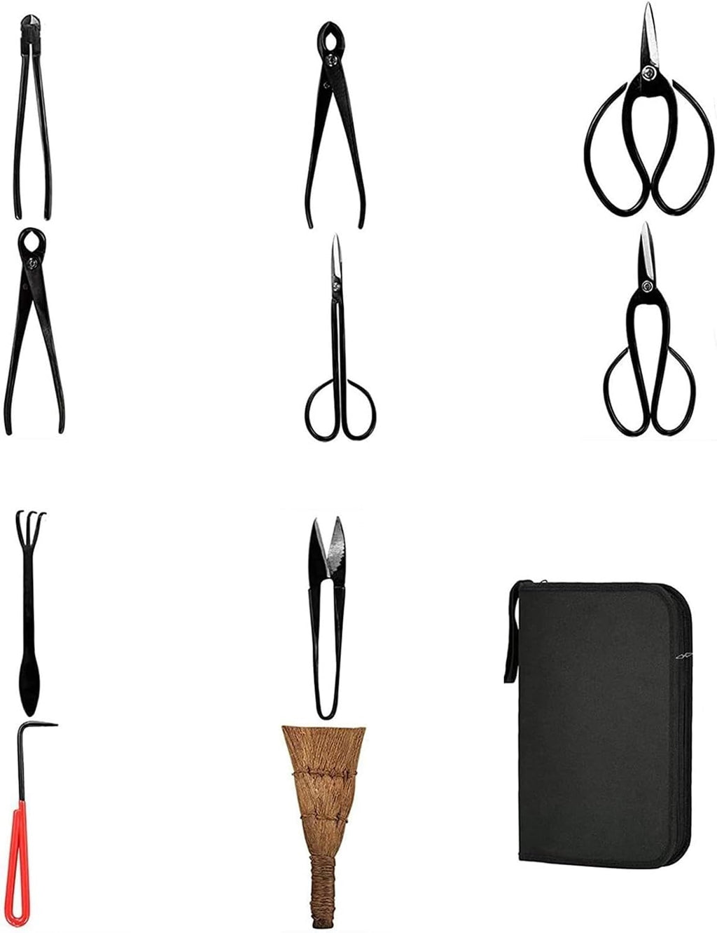 1/15Pcs Bonsai Pruning Tool Set Carbon Steel Extensive Cutter Scissors Kit with Nylon Case for Home Garden Hand DIY Pruning Tool (Color : 15Pcs-A Set)