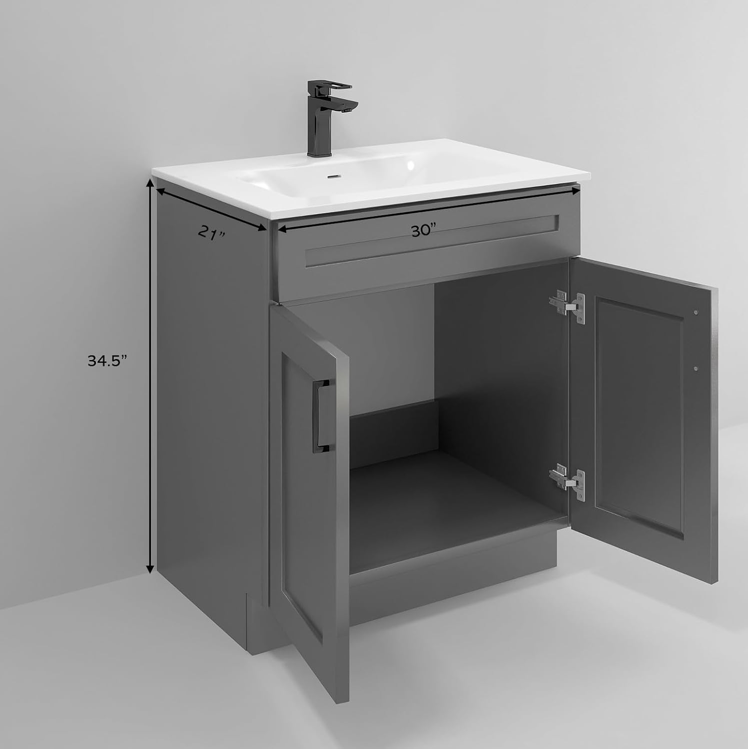 Bathroom Vanity Sink Base Ready-to-Assemble Bathroom Cabinet 24'/30'/36' Width (Vanity Base in Grey Shaker, 30 inch)