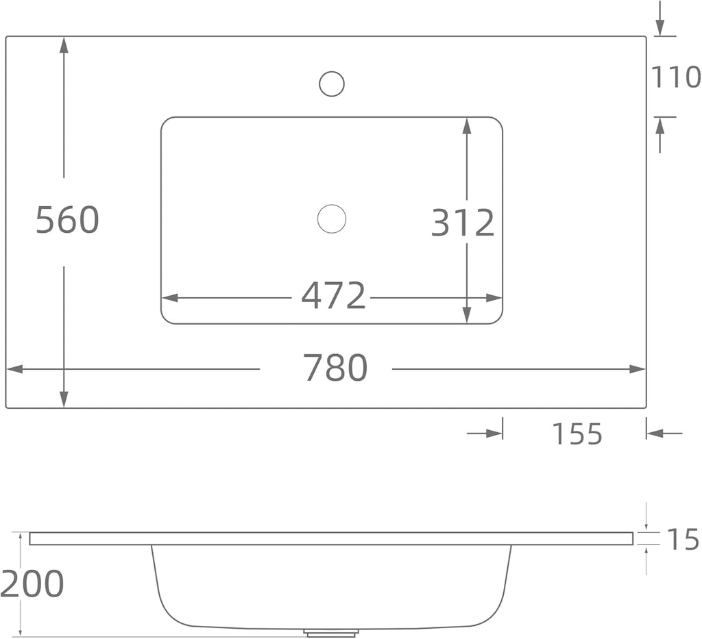31' Bathroom Vanity Top with Integrated Sink – Solid Surface Resin Streamline Countertop, Single Faucet Hole, Built-in Overflow, Easy-to-Clean Matte White Finish, 31' W x 22' D