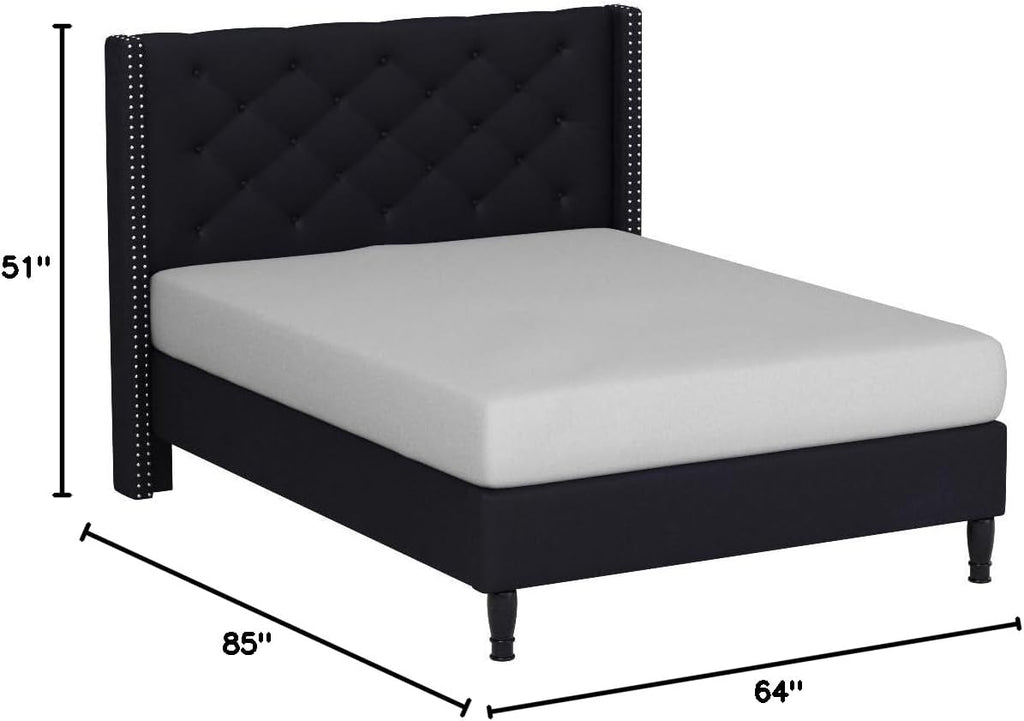 HomeLife furBed00007_Suede_Full_Black Platform Bed