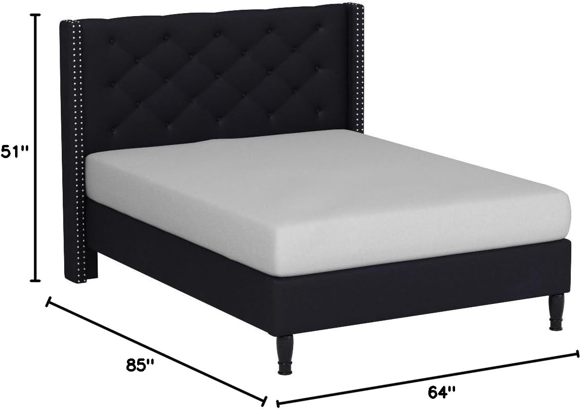 HomeLife furBed00007_Suede_Full_Black Platform Bed