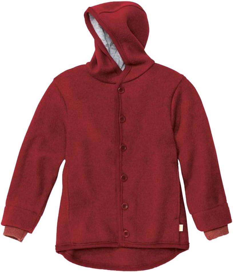 Ecoable Organic Boiled Merino Wool Jacket Kids, Hooded Coat Boys Girls, Made in Germany