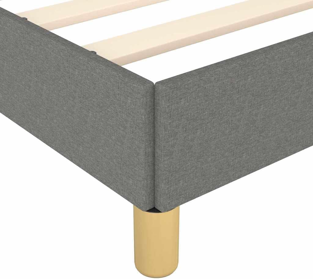 Dark Grey Polyester Bed Frame with Plywood Slats for Twin XL Size, Modern Minimalist Design, Breathable Fabric, Durable Engineered Wood Construction, Space-Saving Single