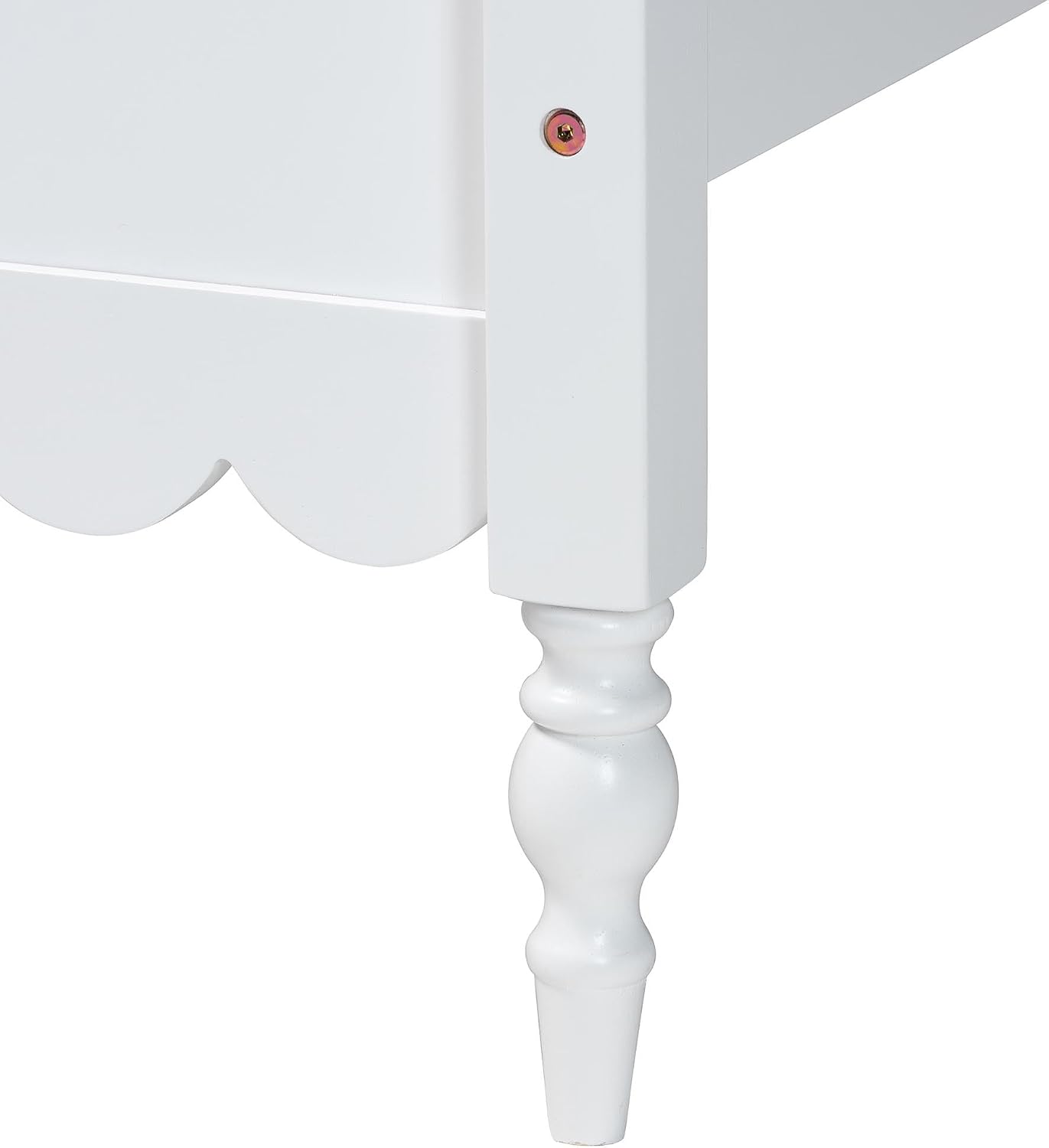 Baxton Studio Roni White Wood 4-Piece Full Bedroom Set with Scalloped Edges
