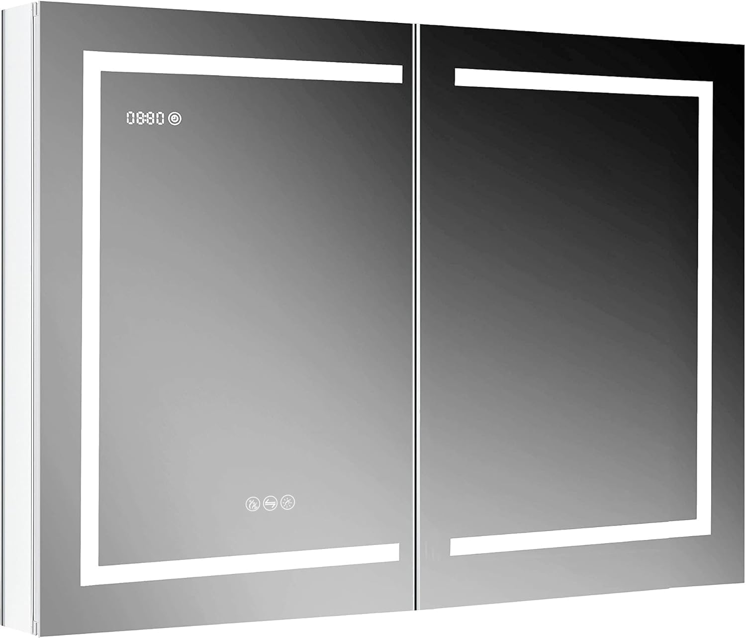 Blossom LED Mirror Medicine Cabinet with Lights, 48x32 Inch, Lighted Bathroom Mirror Medicine Cabinet with Defogger, Recessed/Surface 3X Makeup Mirror, Adjustable Brightness, Outlets & USB, A2(M)-48