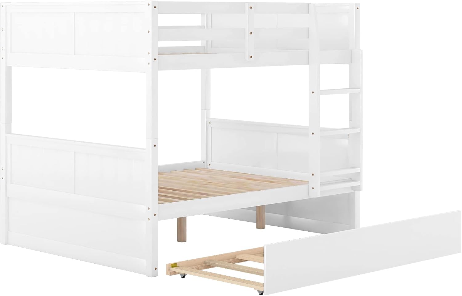 SOFTSEA Solid Wood Bunk Bed Full Over Full, Convertible to 2 Beds, Modern Bunk Bed with Headboard and Footboard, White