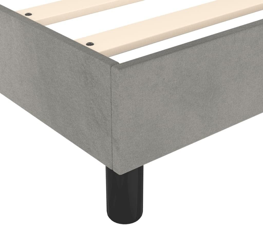 Light Gray Velvet Twin XL Bed Frame with Sturdy Construction and Modern Minimalist Style for Bedroom Decor