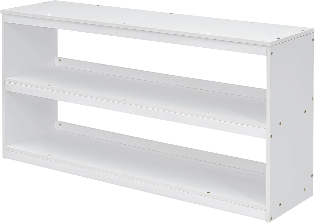 Full Size Loft Bed with Retractable Writing Desk, Wooden Loft Bed with 3 Drawers and Shelves, Storage Stairs, Versatility Low Loft Bed Storage Bed for Kids Boys Girls Bedroom (White,Storage Stairs)