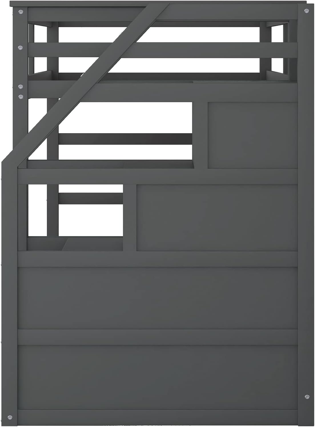 Harper & Bright Designs Twin-Over-Twin Bunk Bed with Twin Size Trundle and 3 Storage Stairs, Trundle Bunk Bed, Staircase Can be Installed on Right or Left Side (Gray)