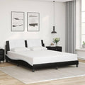 Black and White Faux Leather Full Bed Frame, Durable Modern Platform Bed with Upholstered Headboard, Sturdy Pine Wood Construction for Adult Bedroom, 4 Pieces Set Includes