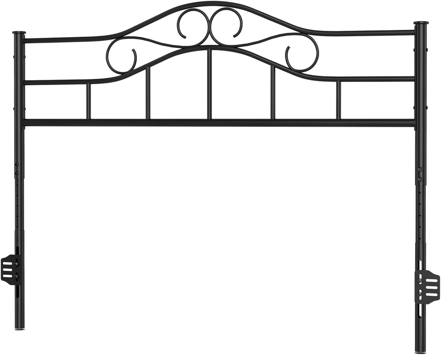 IKIFLY Metal Queen Size Headboard, Adjustable Height, Heavy Duty Steel Curved Queen Headboard Only for Bedroom, Farmhouse Scrollwork Design, Easy Assembly, Attach Frame, Black