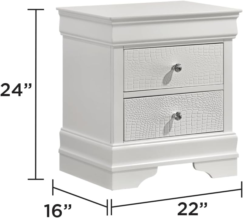 Upholstered 5 Pc Full Bedroom Set with LED Headboard Made with Wood in White