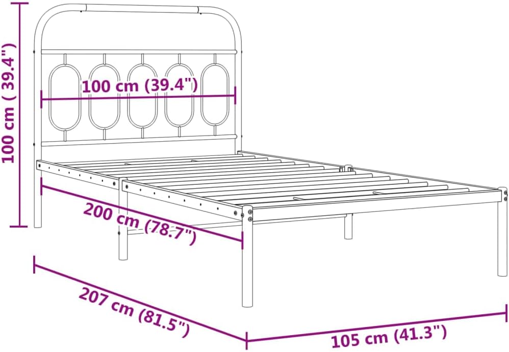 White Steel Twin Bed Frame Rectangular Modern Design with Ample Underbed Storage Space for Bedroom and Guest Room, Sturdy Metal Construction and Smooth Finish