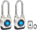 4th GEN. Smart Padlock, Weatherproof, Rugged Design for Commercial use, Bluetooth c/w NFC Fob (Long Shackle) (2 Pack)