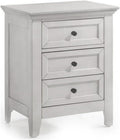 San Mateo Nightstand with 3 Drawers, Rustic White
