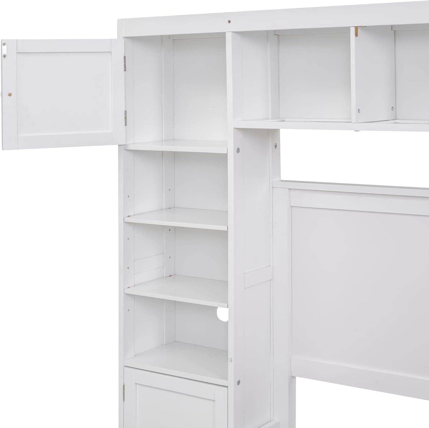 Harper & Bright Designs Full Platform Bed with All-in-One Cabinet and Shelf Modern Wooden Full Beds with 4 Storage Drawers, Full Size Bed Frame for Bed Room, No Box Spring Needed (White)
