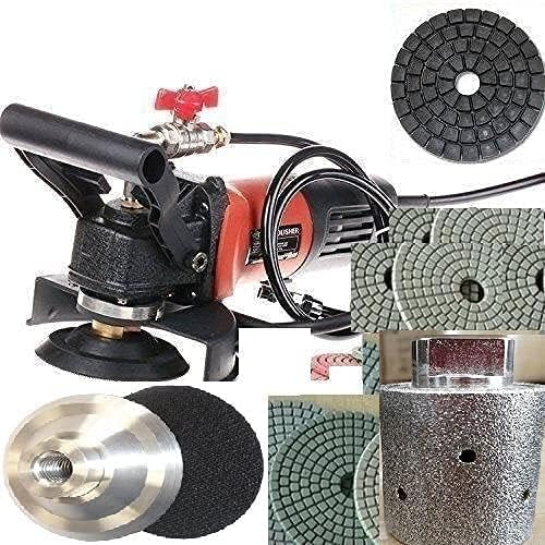Concrete Countertop Wet Polisher 1' diamond core bit and zero tolerance grinding drum 40 abrasive pad Variable Speed Grinder Sander Granite Stone Polisher Polishing Fabrication