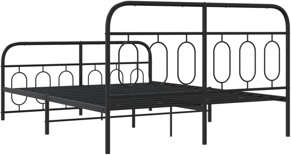 Full Metal Bed Frame with Black Matte Finish, 59 x 79 Inches, 5 Legs for Enhanced Stability, Underbed Storage Space, Easy Assembly, Modern Rectangular Design for Adult Bedroom