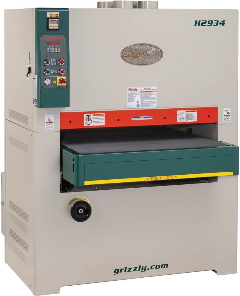 Grizzly Industrial H2934-37' 20 HP 3-Phase Double-Head Wide-Belt Sander