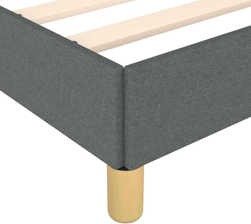 Full Upholstered Bed Frame Dark Gray Polyester Fabric with Engineered Wood, Modern Headboard-Free Design for Bedroom, 4-Piece Set with Plywood Support, Easy Assembly