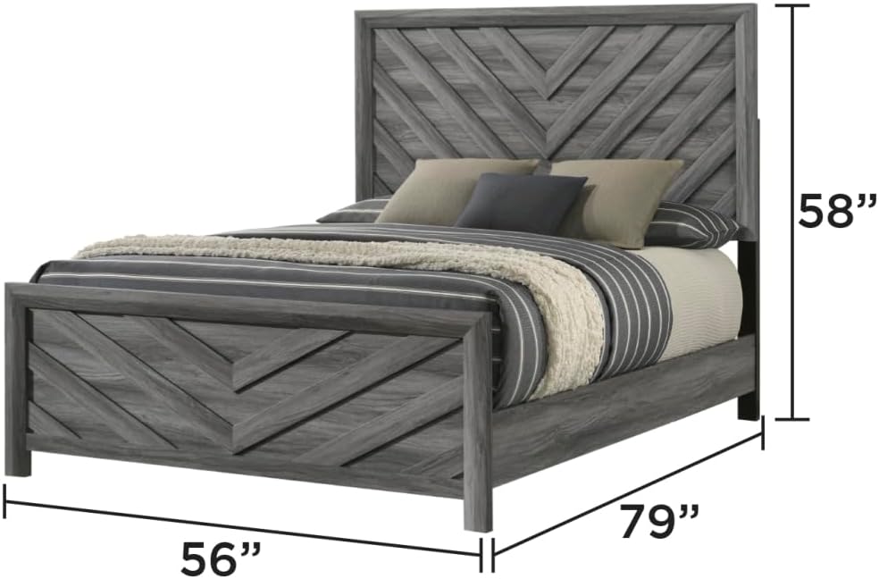 Denver Modern Style 4 Pc Full Bedroom Set - Gray Wood Contemporary 4-Piece Bedroom Furniture Set