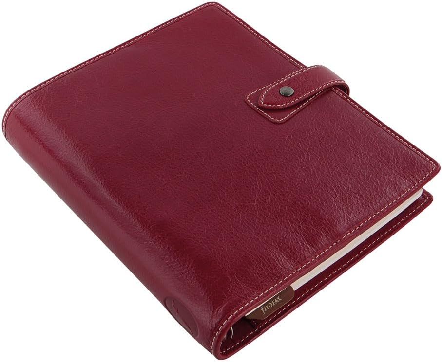 Filofax Malden Organizer, A5 Size, Burgundy - Tactile, Full-Grain Buffalo Leather, Six Rings, Cotton Cream Week-to-View Calendar Diary, Multilingual, 2025 (C021703-25)