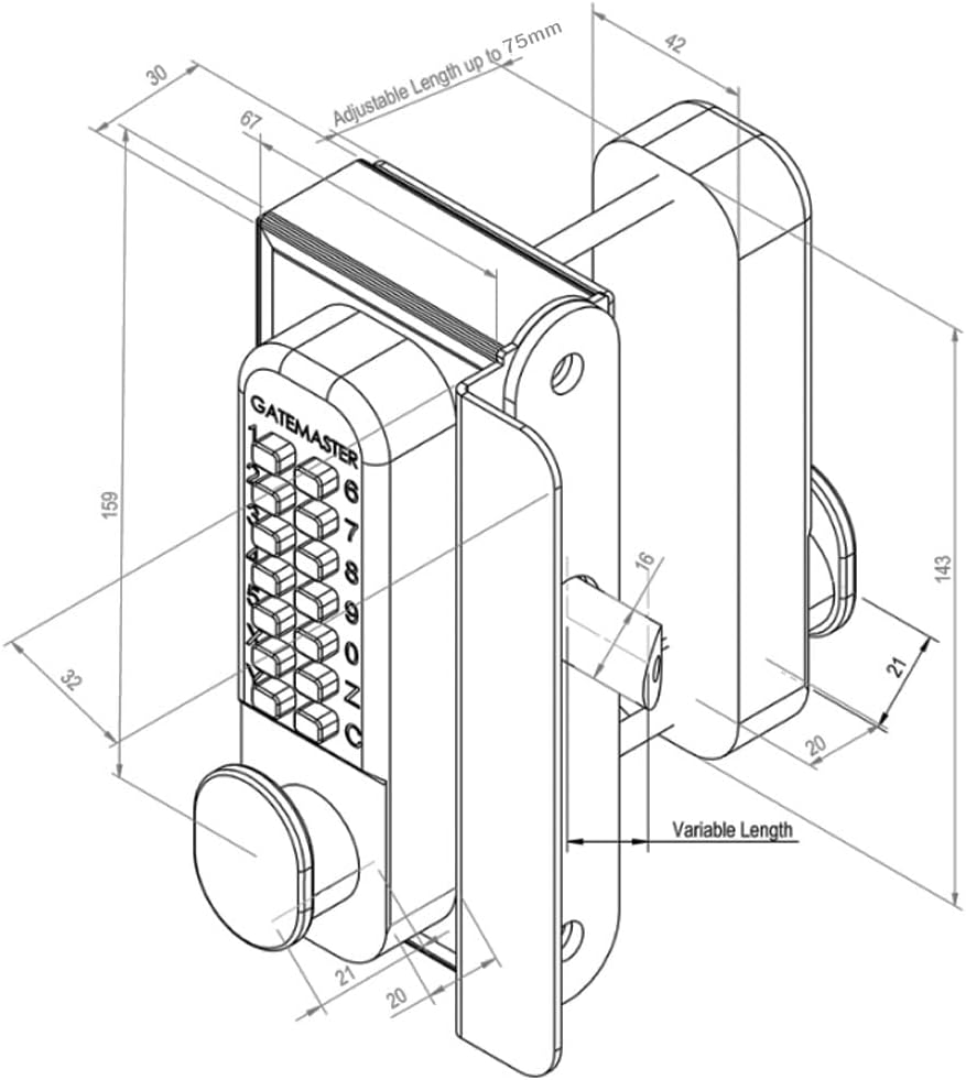 Gatemaster Digital Lock for Wooden Gates Single RH