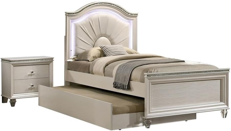 Furniture of America FOA Devado 3-Piece White Wood Bedroom Set - Full + Nightstand + Trundle