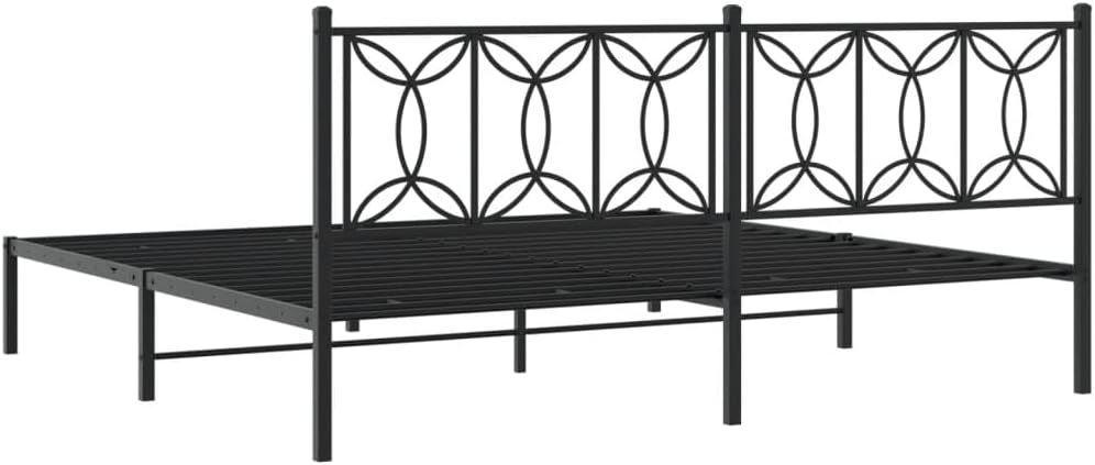 Modern Rectangular Full Bed Frame, Black Matte Steel Platform with Ample Under-Bed Storage, Durable Metal Slats for Mattress Support, Easy Assembly Bedroom Furniture Set