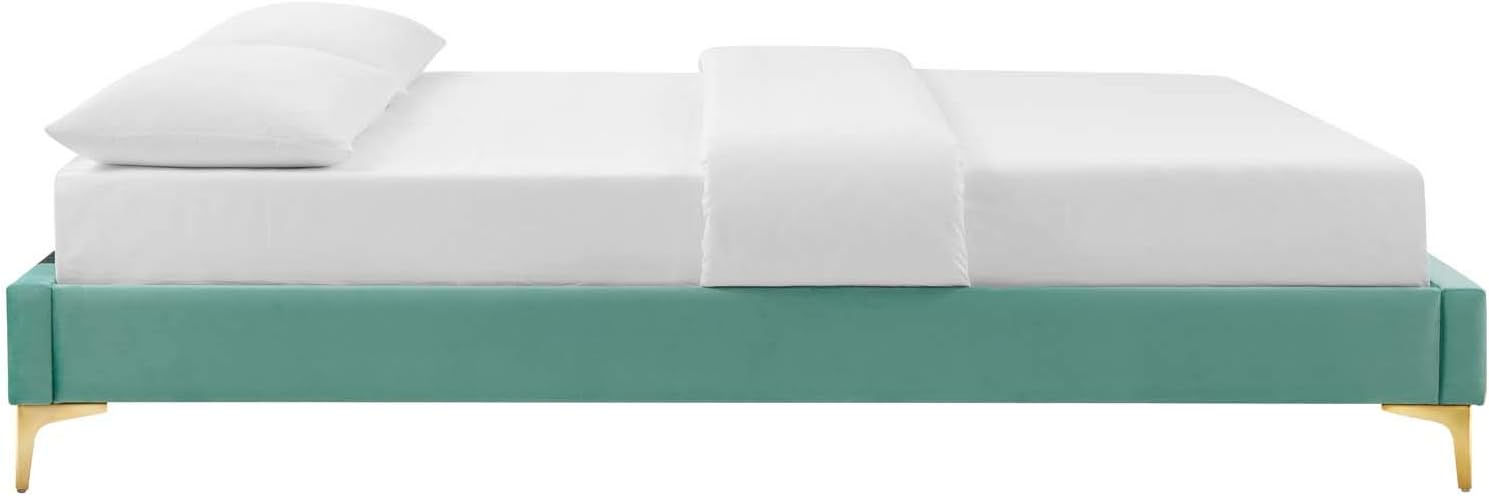 Modway MOD-6307-MIN Sutton King Performance Velvet Bed Frame, Mint