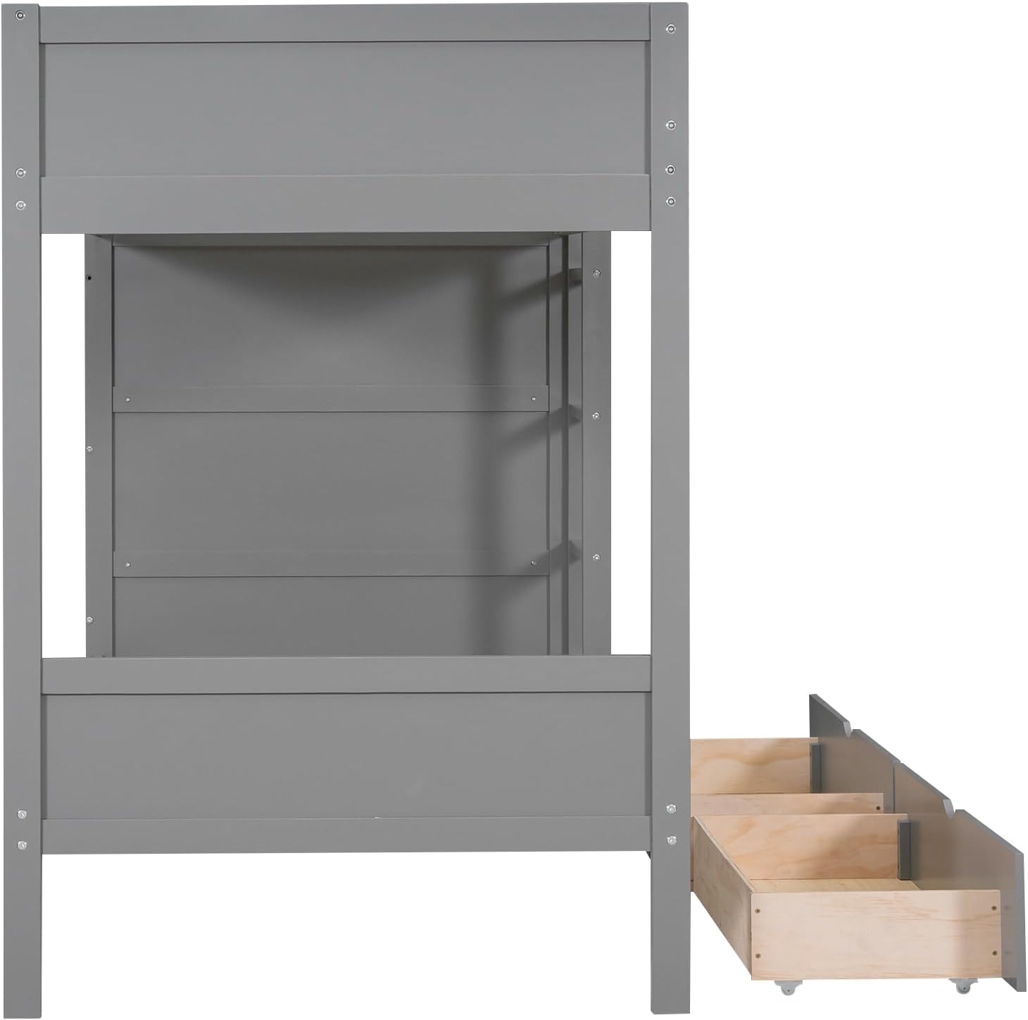 Merax Twin Over Twin Bunk Bed with 2 Drawers and Multi-Layer Cabinet, Gray