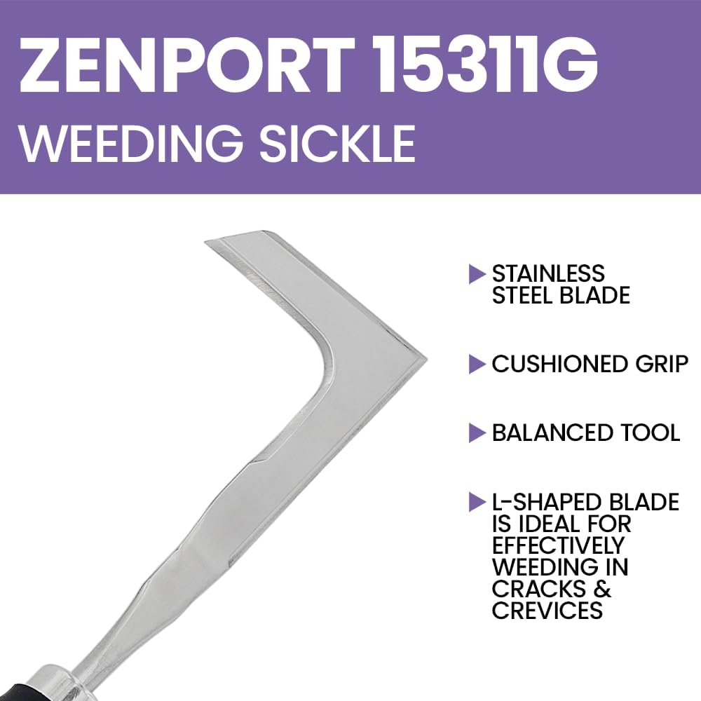 Zenport 15311G Crack Weeder Weeding Sickle, 12-Inch, Green - 12 Pack