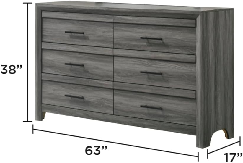 Denver Modern Style 4 Pc Full Bedroom Set - Gray Wood Contemporary 4-Piece Bedroom Furniture Set