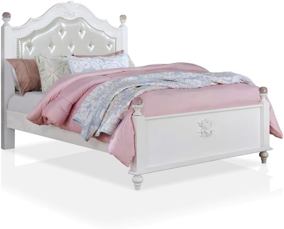 Furniture of America Mondu 3-Piece White Wood Bedroom Set - Full + 2 Nightstands
