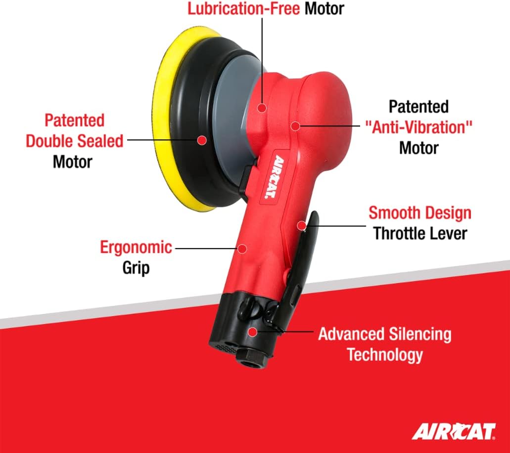 AIRCAT Pneumatic Tools 6700-6G: Non Vac Geared Planetary Motion Sander 900 RPM