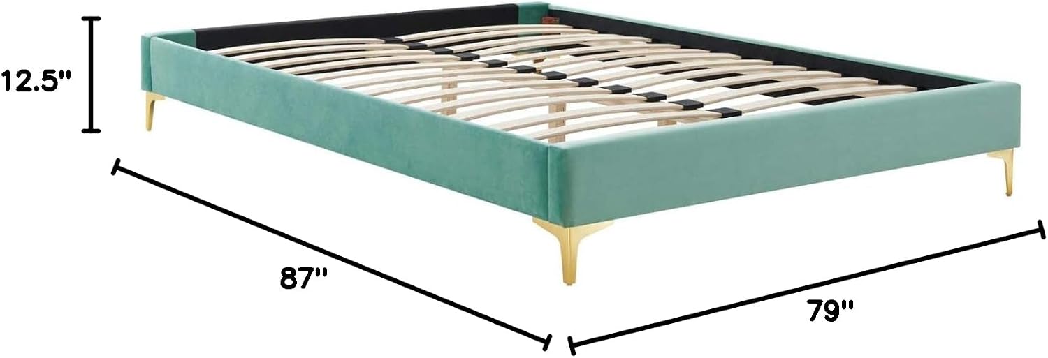 Modway MOD-6307-MIN Sutton King Performance Velvet Bed Frame, Mint
