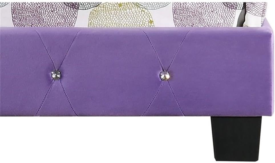 Glory Furniture Suffolk Velvet Upholstered Twin Bed in Purple