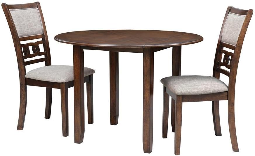 Furnifact Round Small Dining Table for 2 – Classic Wooden Kitchen Table for 2 with Chairs, Ideal for Compact Dining Areas