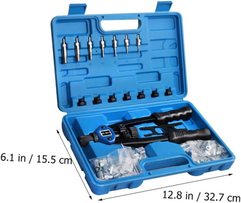 SHINEOFI 140pcs Manual Rivet Nut Tool Kit M3 to 12mm Threaded Insert Setter with Portable Plastic Case for Automotive Repair and Workshop Use