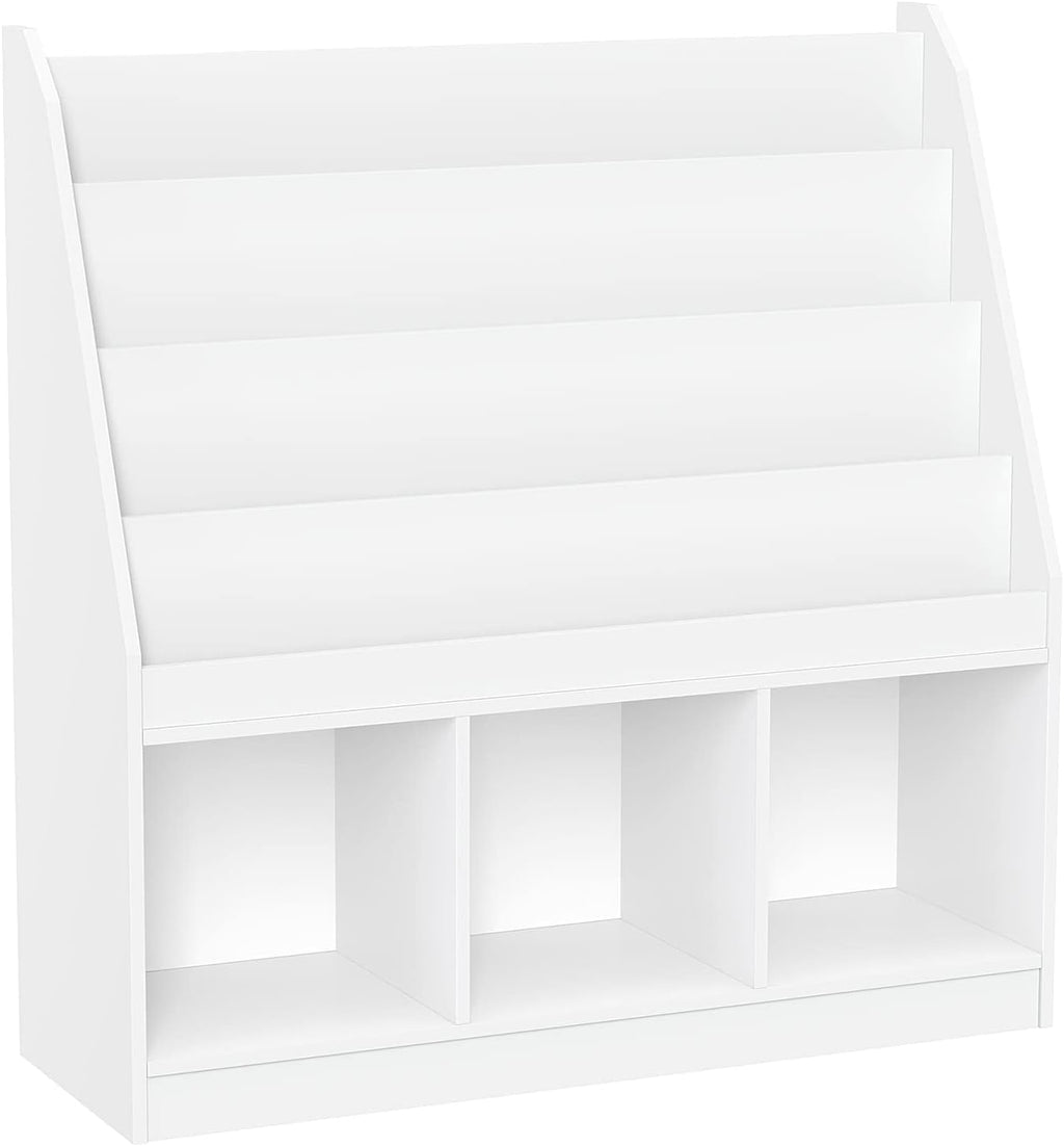 RiverRidge Kids 4 shelves Three Cubbies Bookrack, White (02-251), 11.81'D x 35'W x 36'H